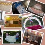 Оформление праздников,  воздушными шарами,  драпировка тканью,  живыми цветами,  в Алматы