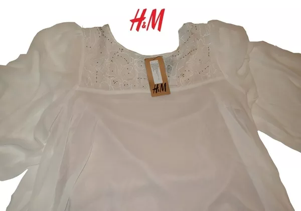 Новое женское платье H&M,  полиэстер,  цвет: белый,  размер 46-48 2