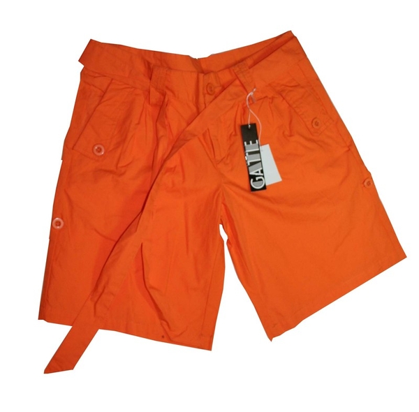 Новые женские шорты трансформеры,  100% хлопок,  цвет: ярко оранжевый 3