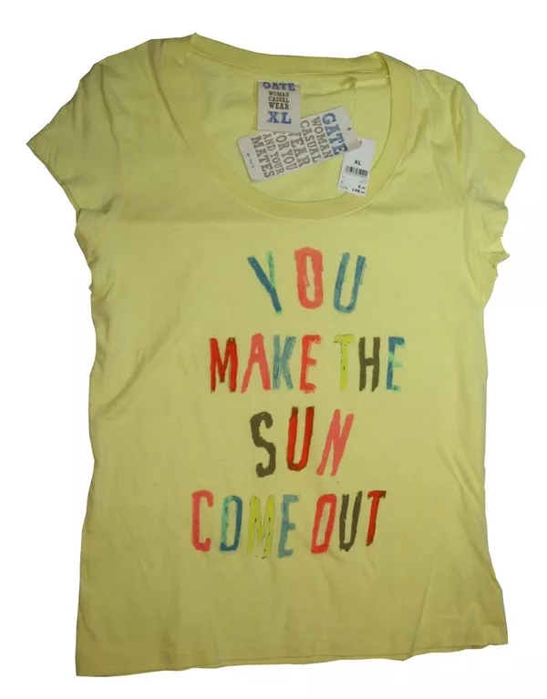 Новая женская футболка,  100% хлопок,  цвет: жёлтый,  размер XL