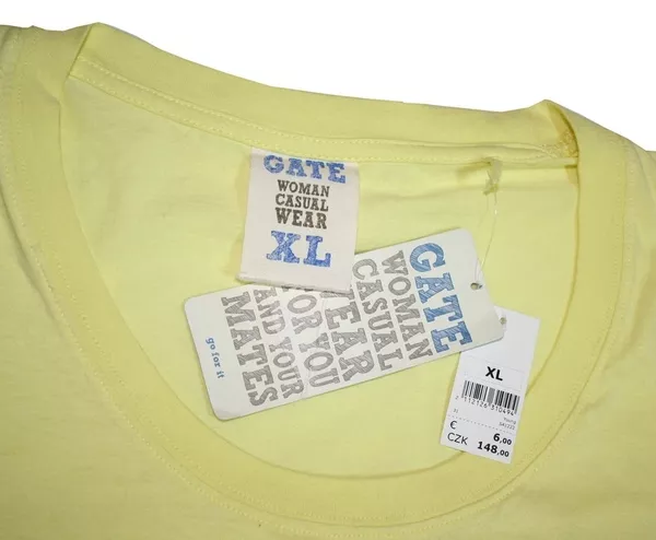 Новая женская футболка,  100% хлопок,  цвет: жёлтый,  размер XL 2