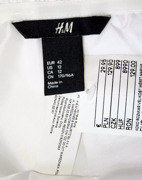 Новое женское платье H&M,  полиэстер+хлопок,  цвет: белый,  плиссе 2