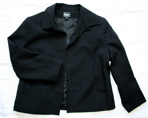 Новый женский пиджак,  полиэстер,  цвет: чёрный,  размер 50-52