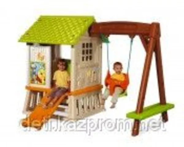Детский игровой домик Винни Пуха с горкой и качелями