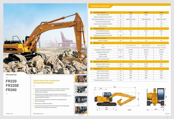 Гусеничный экскаватор FR225E,  Foton Lovol,  пр-во Китай,  новый