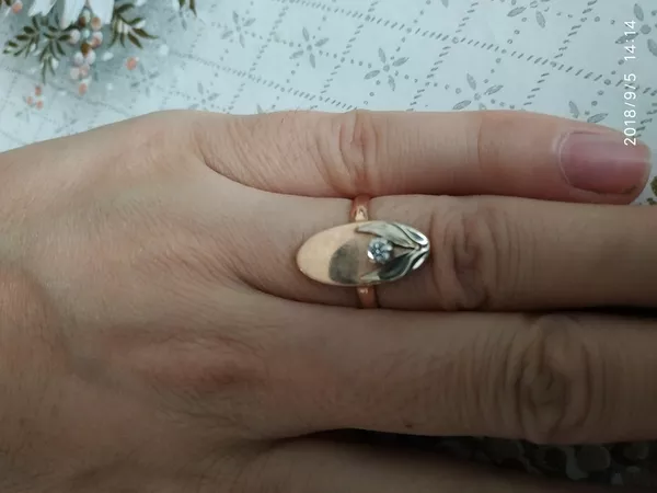Кольцо с бриллиантом СССР 583пробы диаметр камня 3мм