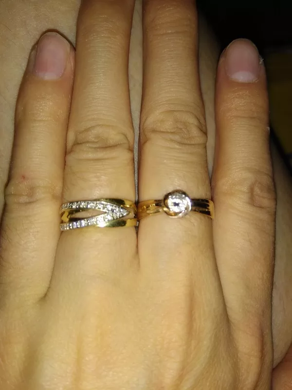 Золотое кольцо с бриллиантоми жёлтое с белым комбинированно 2