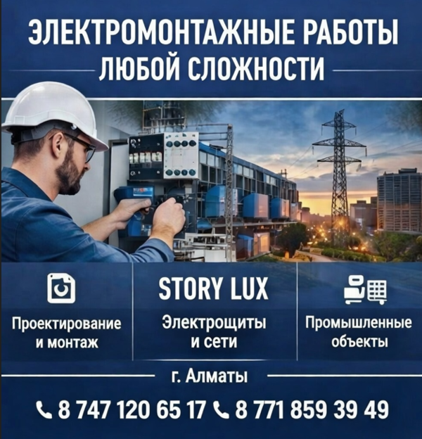 ЭЛЕКТРОМОНТАЖНЫЕ РАБОТЫ ЛЮБОЙ СЛОЖНОСТИ В АЛМАТЫ